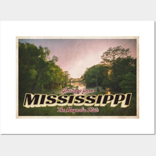 Greetings from Mississippi - Vintage Travel Postcard Design Posters and Art